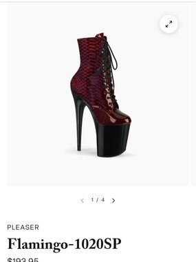 Pleaser Red Reptile Lace-Up Platform Ankle Boots